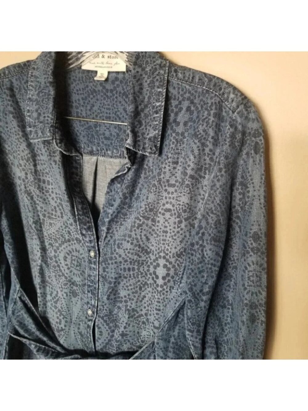Anthropologie Cloth & Stone Printed Chambray Dress XS - Picture 10 of 15